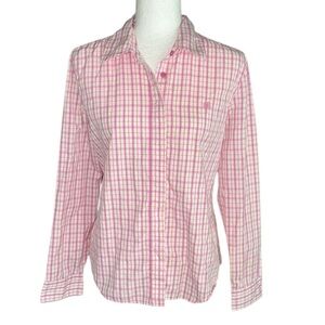 Lilly Pulitzer Vintage Pink Orange Plaid Poplin Button Down Shirt - 8